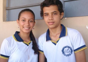 Emanuella Moreira e José Matheus são alunos do 9º ano do ensino fundamental do Instituto Carmela Dutra e disputam o título de rainha e rei da festa