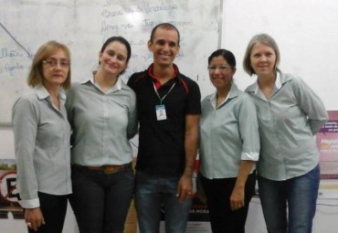 João Rodrigues junto com a equipe da CRE de São Francisco do Guaporé