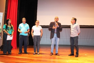Os produtores do Festival Golda Barros e Carlos Levy com Gilca Lobo da Funpar, Rodnei Paes da Secel e Ocampo Fernandes