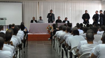 Secretário Marcos Rocha durante discurso aos futuros agentes penitenciários
