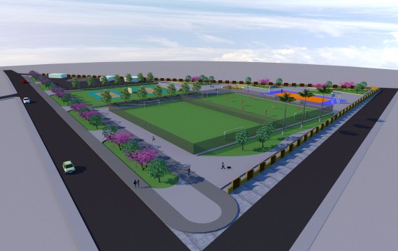 Projeto prevê dois campos de futebol, sendo um com gramado sintético