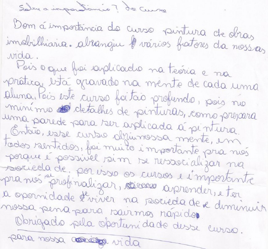 Carta escrita por duas reeducandas da Penitenciária de Guajará-Mirim
