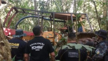 Força Tarefa localiza maquinários utilizados no desmatamento ilegal.