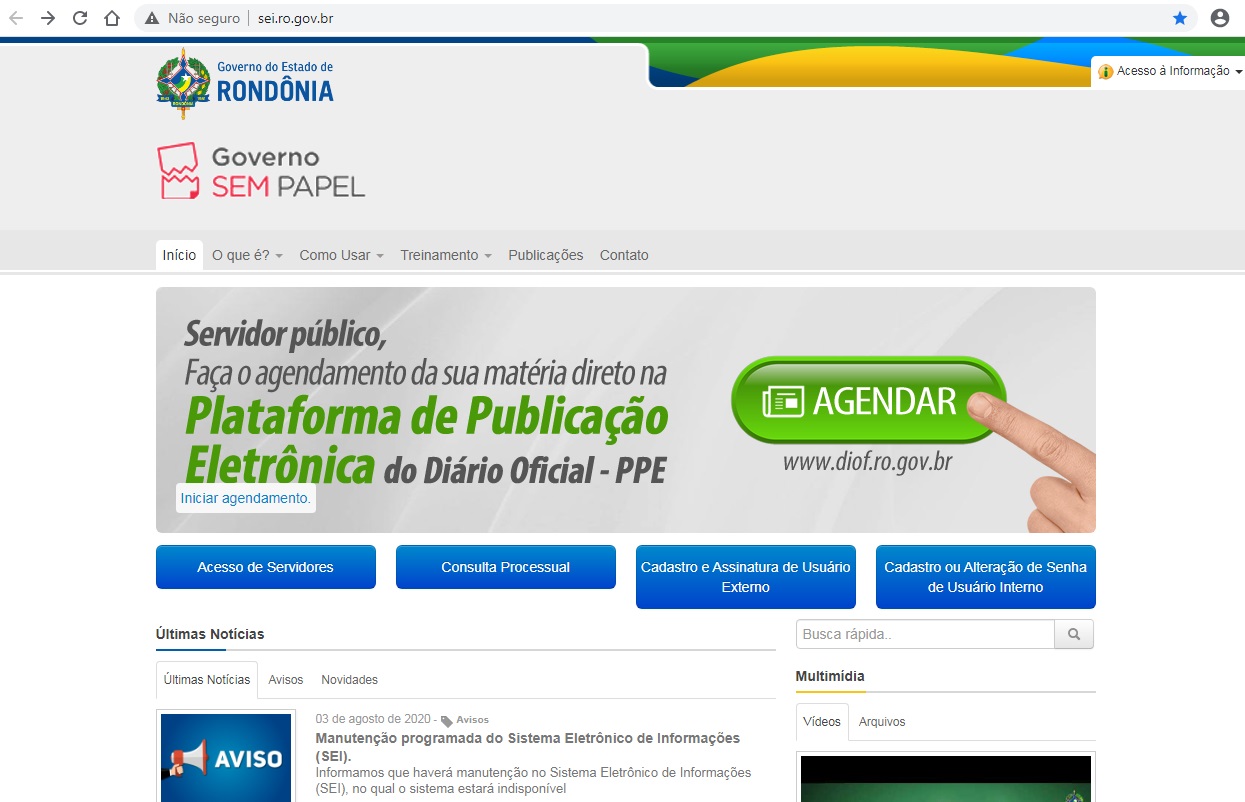 Acesso externo ao SEI - Sistema Eletrônico de Informações