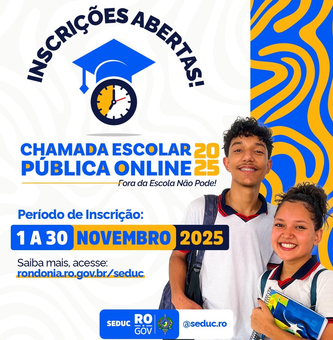 Governo de RO inicia Chamada Escolar Pública Online 2025 para estudantes fora da escola