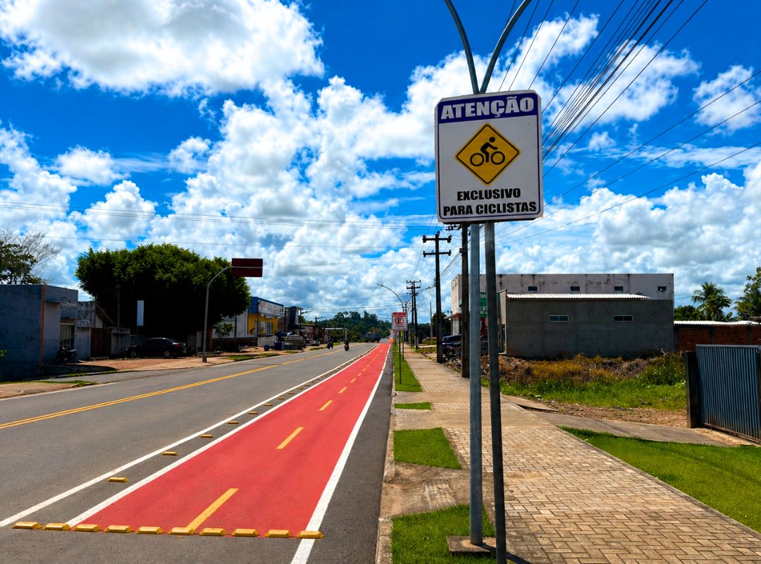 Ciclofaixa é implantada pelo governo de Rondônia no perímetro urbano da RO-470 em Nova União