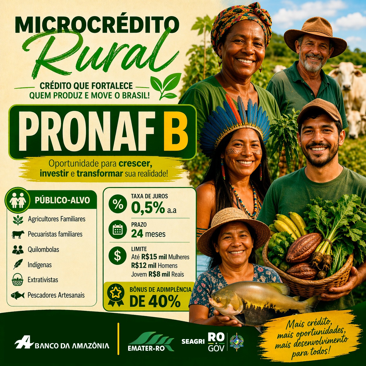 Oportunidades para agricultores familiares investirem na produção e melhorarem a renda